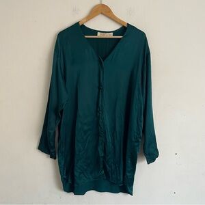 Vintage Victoria's Secret Gold Label Emerald Green 100% Silk Shirt M/L